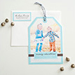 Holiday Photo Hangtag Printable Card - Grey Chevron with Aqua - Signature Design